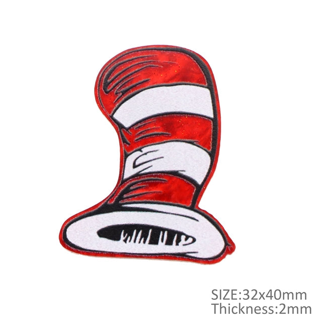 Cat In the Hat Dr Seuss Fine Glitter Resin 5 piece set FeeFiFauxLeather