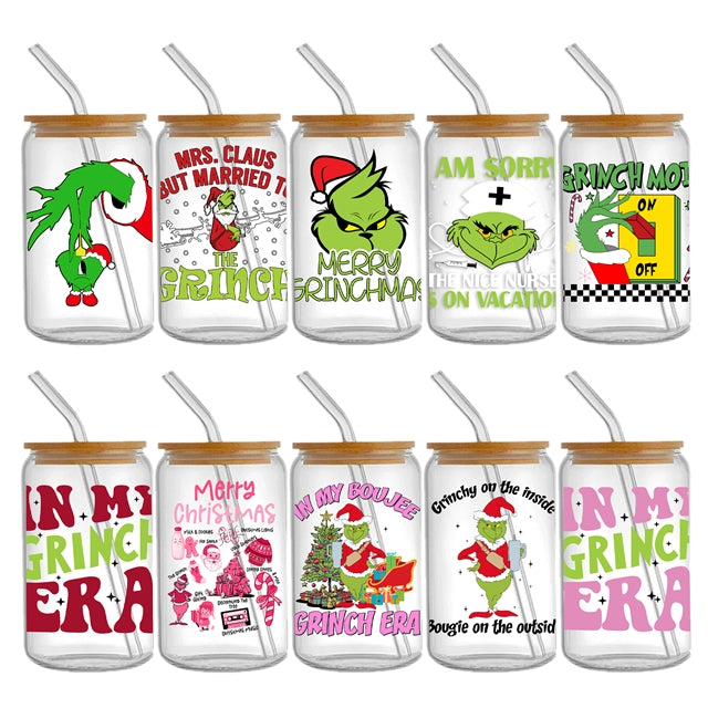 The Grinch Christmas UV DTF Cup Wrap – Easy Cup Wrap for Tumblers & Projects FeeFiFauxLeather