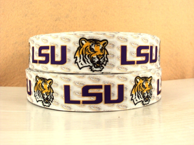 Tigers Football 1 Yard Printed Grosgrain Ribbon 1 inch wide FeeFiFauxLeather