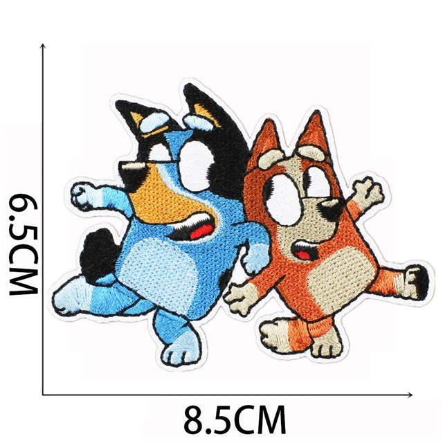 Blue Dog Embroidery Patch FeeFiFauxLeather