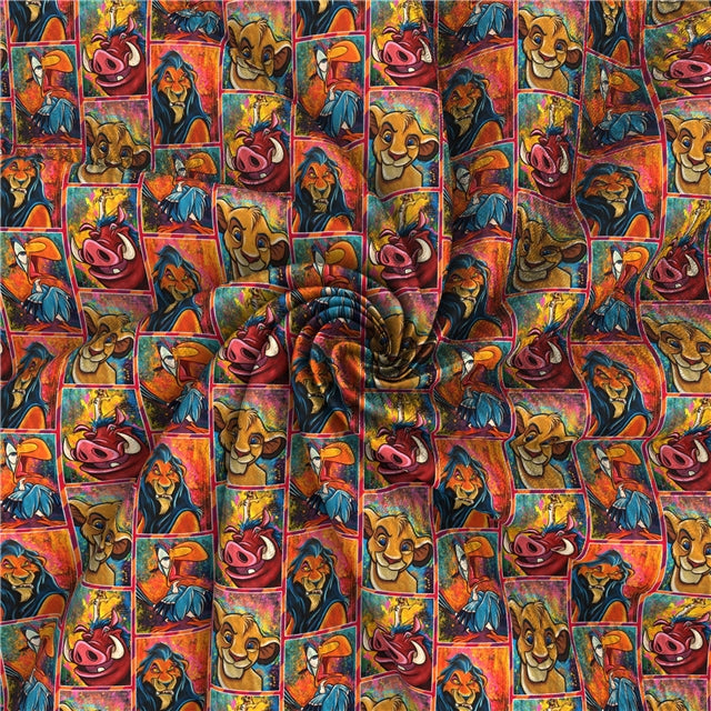 Mufasa The Lion King Printed Textured Liverpool/ Bullet Fabric with a textured feel FeeFiFauxLeather