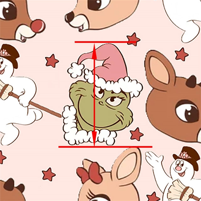 The Grinch, Rudolph, Frosty Christmas Printed Smooth Faux Leather Sheet FeeFiFauxLeather