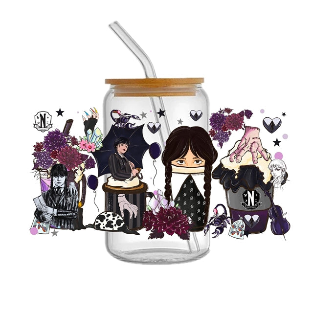 Wednesday UV DTF Glass Can Wrap FeeFiFauxLeather