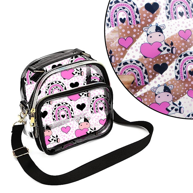 Cow Heart Printed See Through Sheet  Clear Transparent Sheet FeeFiFauxLeather