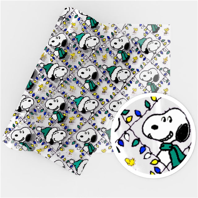 Charlie Brown/ Snoopy Christmas Printed Faux Leather Sheet FeeFiFauxLeather
