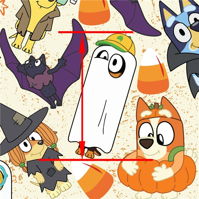 Blue Dog Halloween Printed Fabric FeeFiFauxLeather