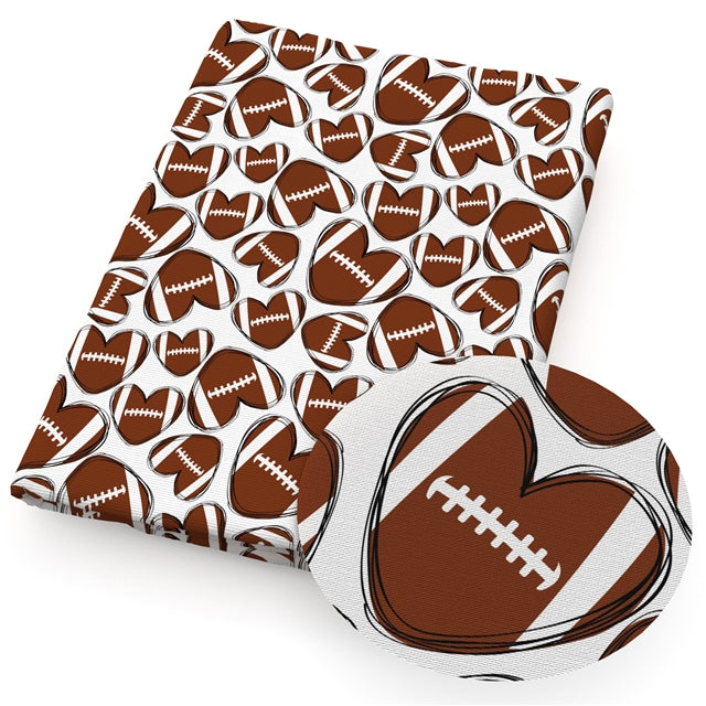 Football Hearts Printed Faux Leather Sheet FeeFiFauxLeather