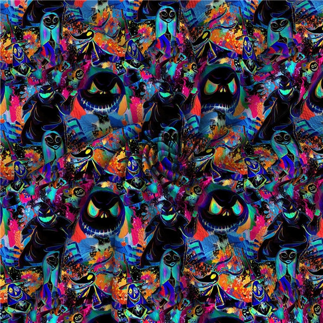 Nightmare Before Christmas Jack and Sally Textured Liverpool/ Bullet Fabric with a textured feel FeeFiFauxLeather