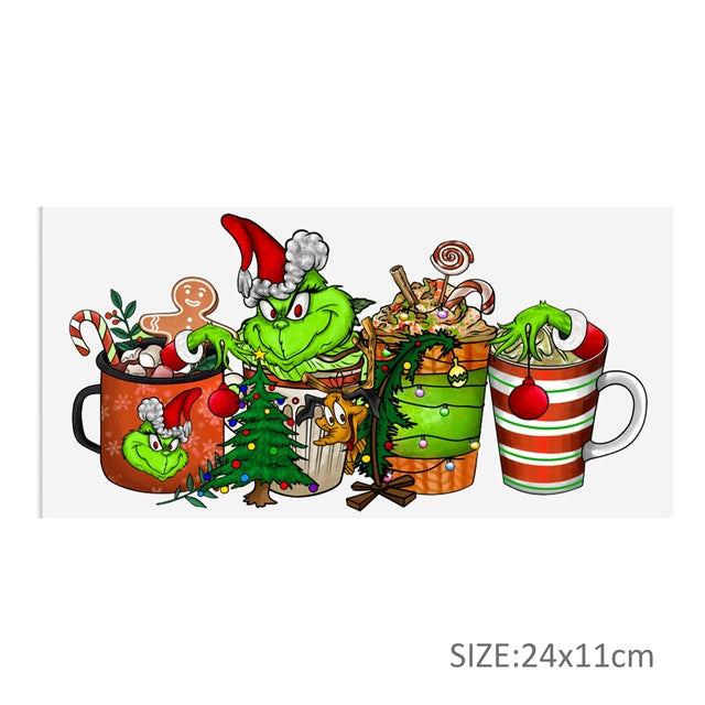 The Grinch Christmas UV DTF Cup Wrap – Christmas Cartoon Wrap for DIY Drinkware Projects FeeFiFauxLeather
