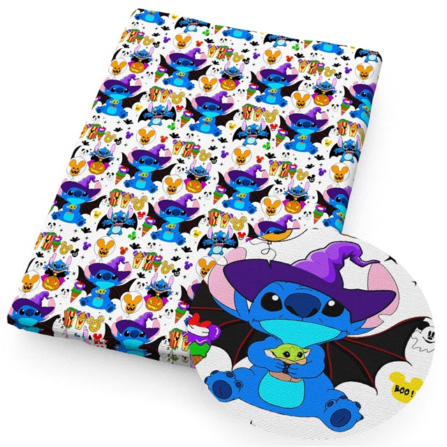 Blue Alien Halloween Litchi Faux Leather Sheet FeeFiFauxLeather
