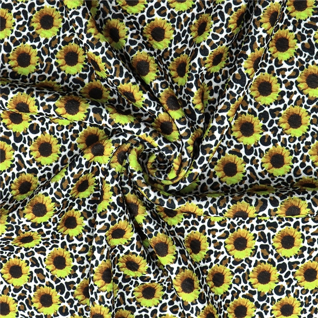 Sunflower Leopard Printed Fabric FeeFiFauxLeather