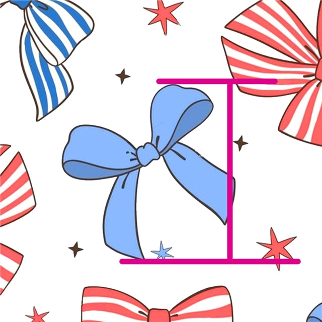 Red, White and Blue Bows Smooth Printed Faux Leather Sheet FeeFiFauxLeather