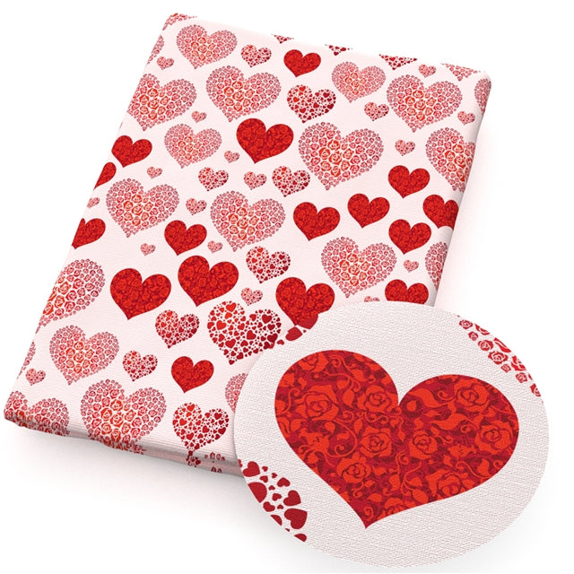 Valentine Hearts Printed Fabric FeeFiFauxLeather