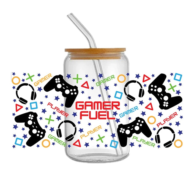 Gaming UV DTF Glass Can Wrap FeeFiFauxLeather