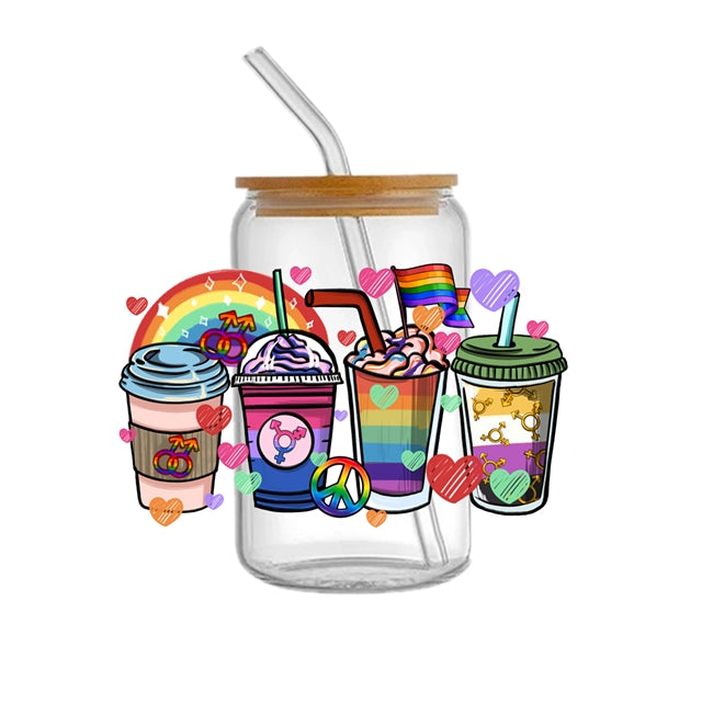 Rainbow Peace UV DTF Cup Wrap – Easy Cup Wrap for Tumblers & Projects FeeFiFauxLeather