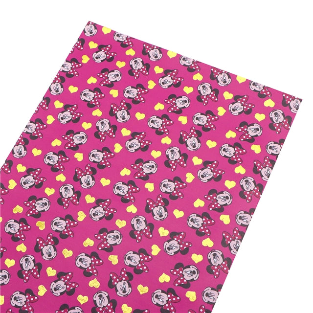 Mouse Gold Foil Printed Faux Leather Sheet Bright colors FeeFiFauxLeather