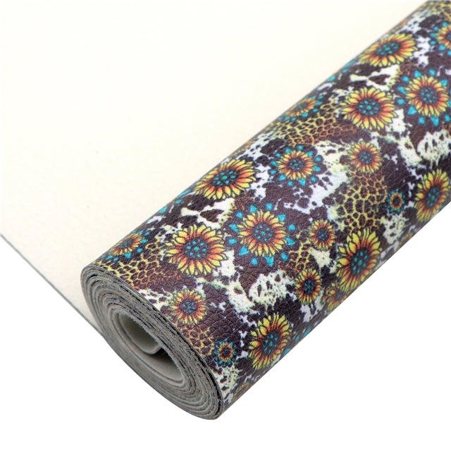 Sunflower Cowhide Smooth Printed Faux Leather Sheet FeeFiFauxLeather