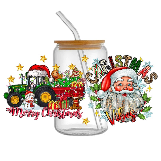 Christmas UV DTF Cup Wrap – Winter Holiday Wrap for DIY Drinkware Projects