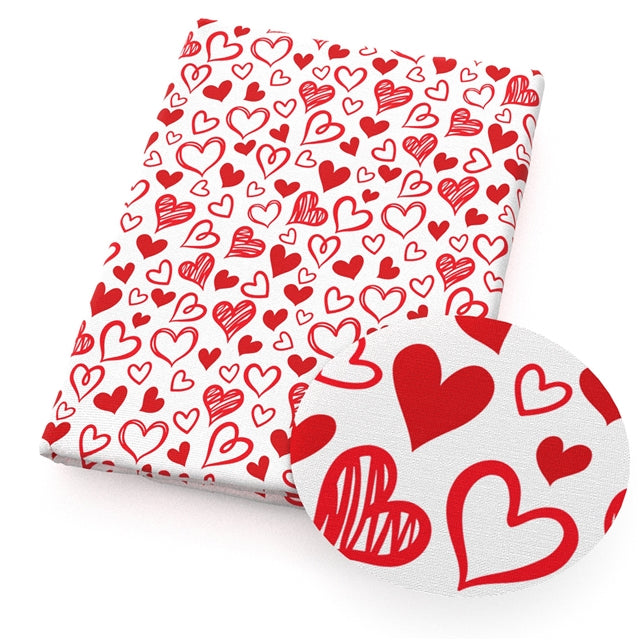 Hearts Valentine Smooth Printed Faux Leather Sheet FeeFiFauxLeather