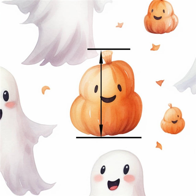 Halloween Pumpkins Ghost Printed Textured Liverpool/ Bullet Fabric FeeFiFauxLeather