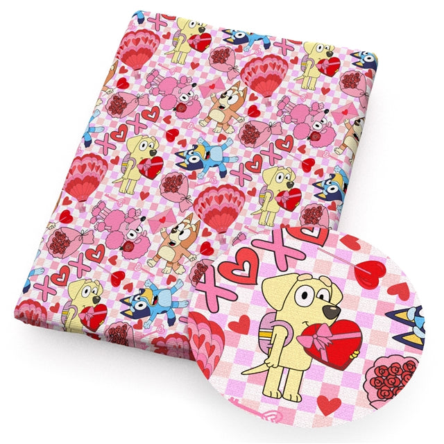 Blue Dog Valentine Smooth Faux Leather Sheet FeeFiFauxLeather