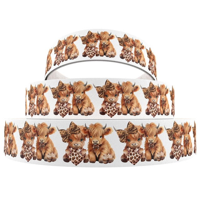 Cows 1 Yard Printed Grosgrain Ribbon FeeFiFauxLeather