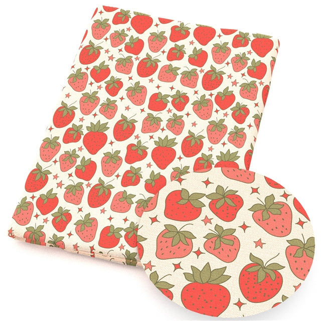 Strawberries Textured Liverpool/ Bullet Fabric FeeFiFauxLeather
