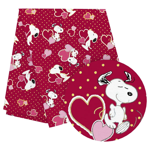 Snoopy Valentine Gold Foil Faux Leather Sheet Bright colors FeeFiFauxLeather