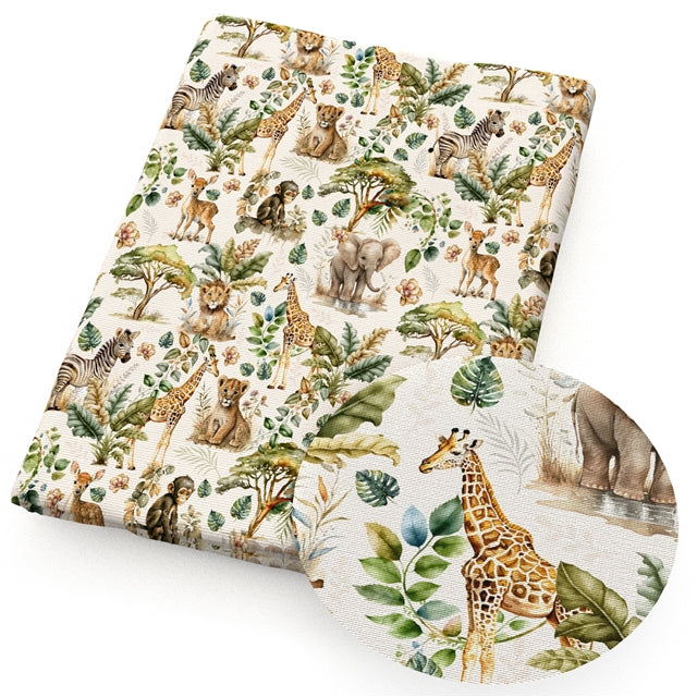 Zoo Animals Smooth Faux Leather Sheet FeeFiFauxLeather