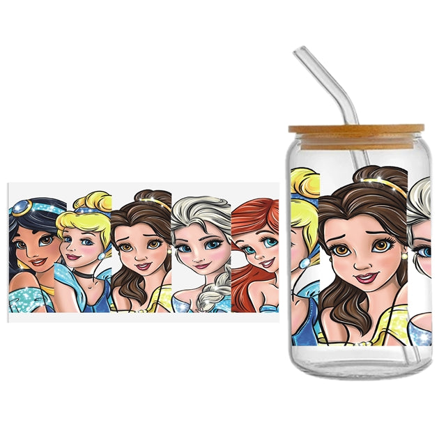 Princesses UV DTF Glass Can Wrap FeeFiFauxLeather