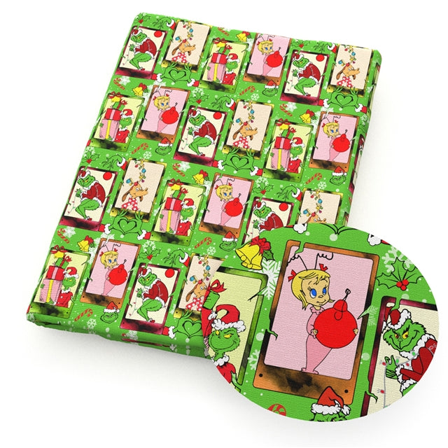 The Grinch Printed Smooth Faux Leather Sheet FeeFiFauxLeather