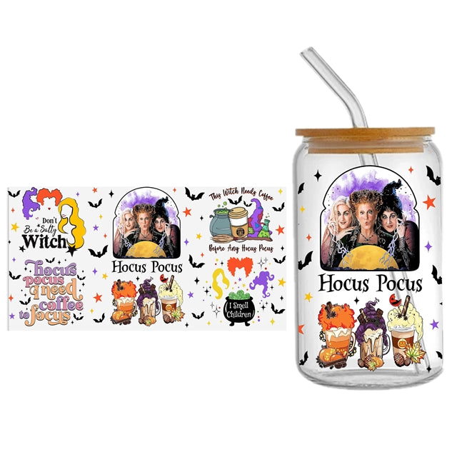 Hocus Pocus UV DTF Glass Can Wrap FeeFiFauxLeather