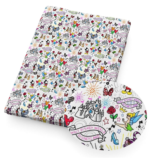 Characters Litchi Printed Faux Leather Sheet FeeFiFauxLeather