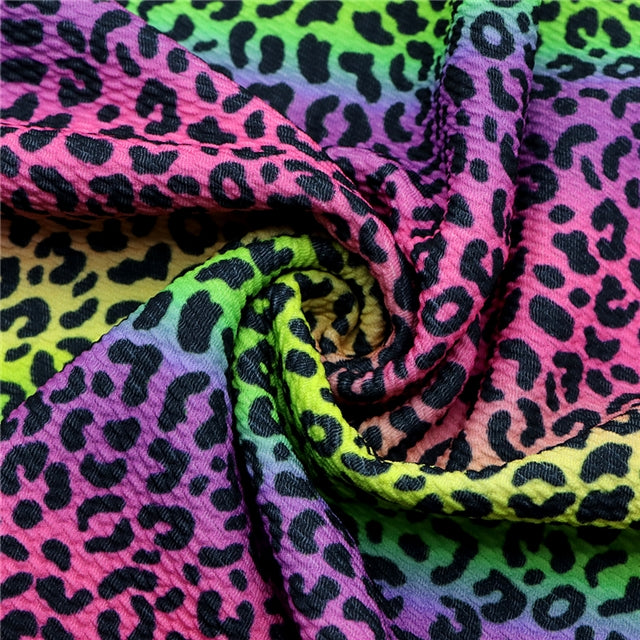 Leopard Rainbow Textured Liverpool/ Bullet Fabric FeeFiFauxLeather