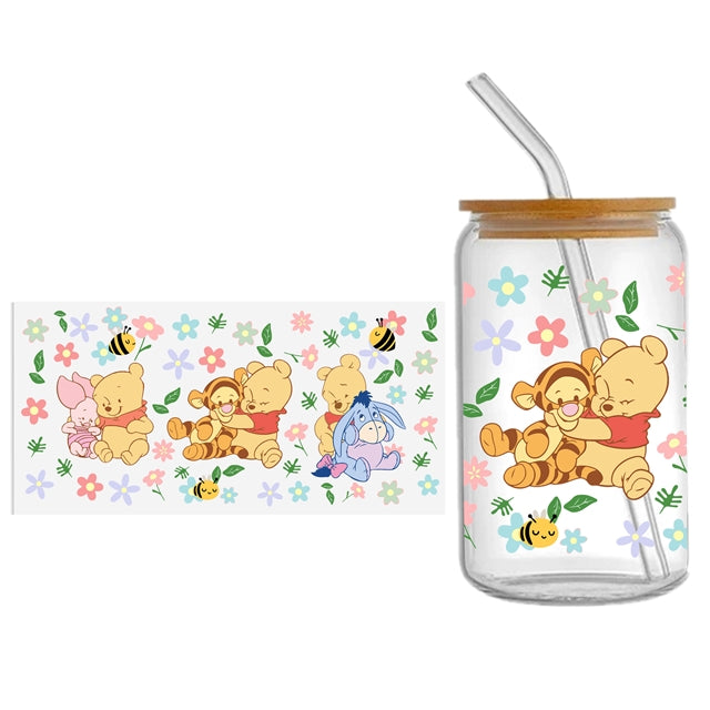 Pooh Bear UV DTF Cup Wrap – Cartoon Bear Cup Wrap Design for Tumblers & Cups FeeFiFauxLeather