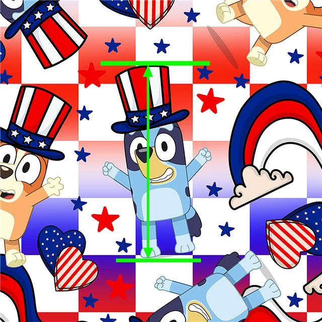 Blue Dog July 4th, Red, White and Blue Litchi Faux Leather Sheet FeeFiFauxLeather