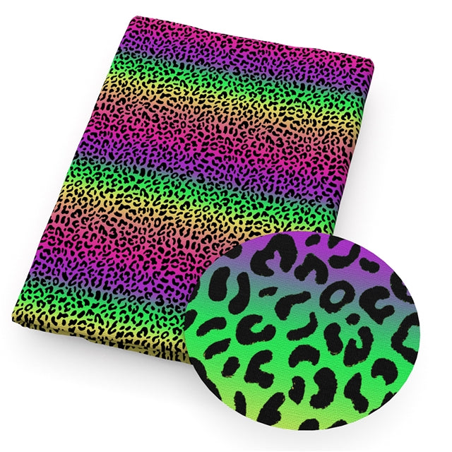 Leopard Rainbow Textured Liverpool/ Bullet Fabric FeeFiFauxLeather