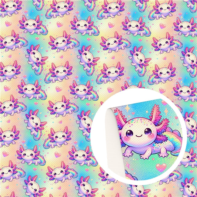 Axolotl Printed Smooth Faux Leather Sheet FeeFiFauxLeather