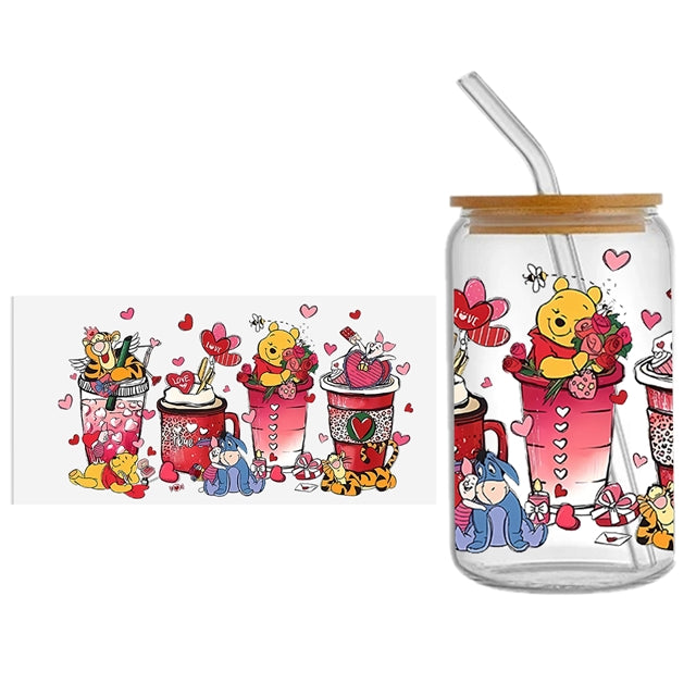 Pooh Bear UV DTF Cup Wrap – Cartoon Bear Cup Wrap Design for Tumblers & Cups FeeFiFauxLeather