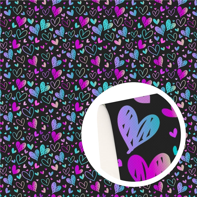 Colorful Hearts Printed See Through Sheet Clear Transparent Sheet FeeFiFauxLeather