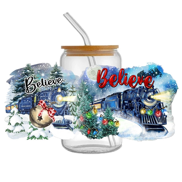 Christmas Train UV DTF Wrap FeeFiFauxLeather