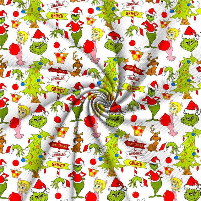 The Grinch Christmas Printed Fabric FeeFiFauxLeather