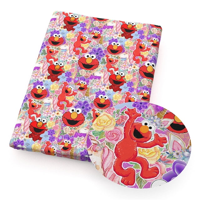 Elmo Printed Faux Leather Sheet Litchi has a pebble like feel with bright colors FeeFiFauxLeather