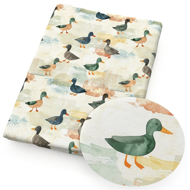 Ducks Printed Textured Liverpool/ Bullet Fabric FeeFiFauxLeather