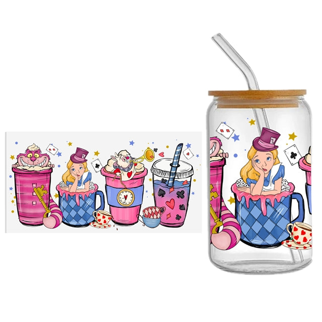 Alice In Wonderland UV DTF Glass Can Wrap FeeFiFauxLeather