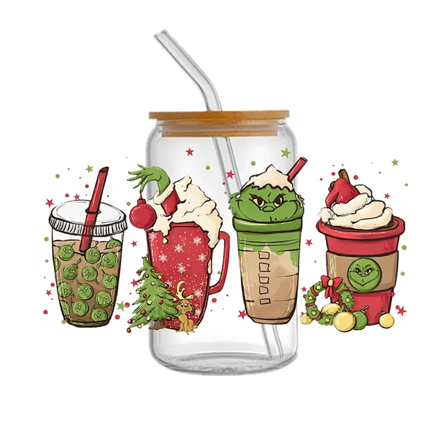 The Grinch Christmas UV DTF Cup Wrap – Christmas Cartoon Wrap for DIY Drinkware Projects FeeFiFauxLeather