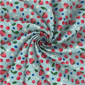 Strawberry, Cherry, Blueberry Fruit Textured Liverpool/ Bullet Fabric FeeFiFauxLeather