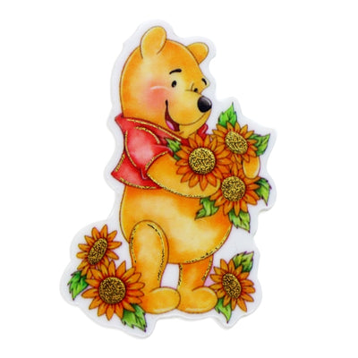 Winnie The Pooh and Friends Gold Foil Printed Faux Leather Sheet Bright colors