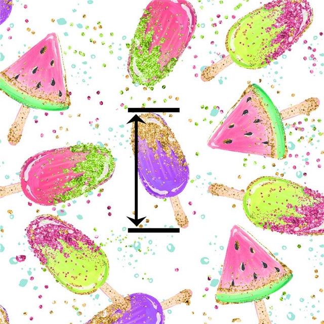 Watermelon Ice Cream Glitter Double Sided Pattern Faux Leather Sheet FeeFiFauxLeather