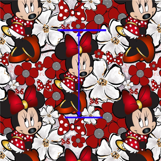 Mouse Flowers Printed Faux Leather Sheet FeeFiFauxLeather